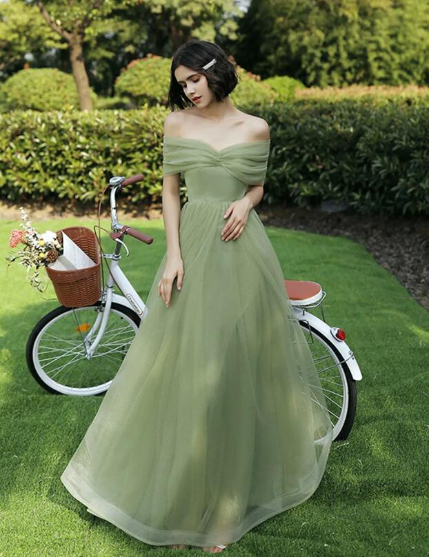 plus size green wedding guest dress Berylove Women Sage Green Bridesmaid Dress Cold Shoulder Sheath Satin Long  Wedding Guest Dress with Slit main image 0