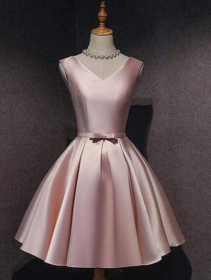 Lovely Dark Pink Short Satin Homecoming Dress