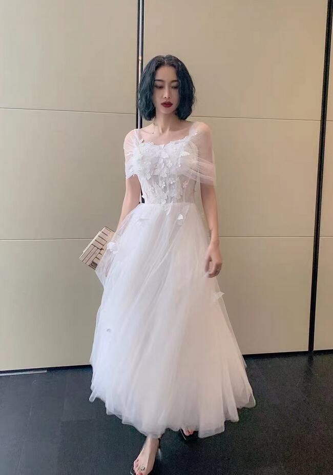 Off Shoulder Lace White Prom Dresses, 2023 Prom Dresses