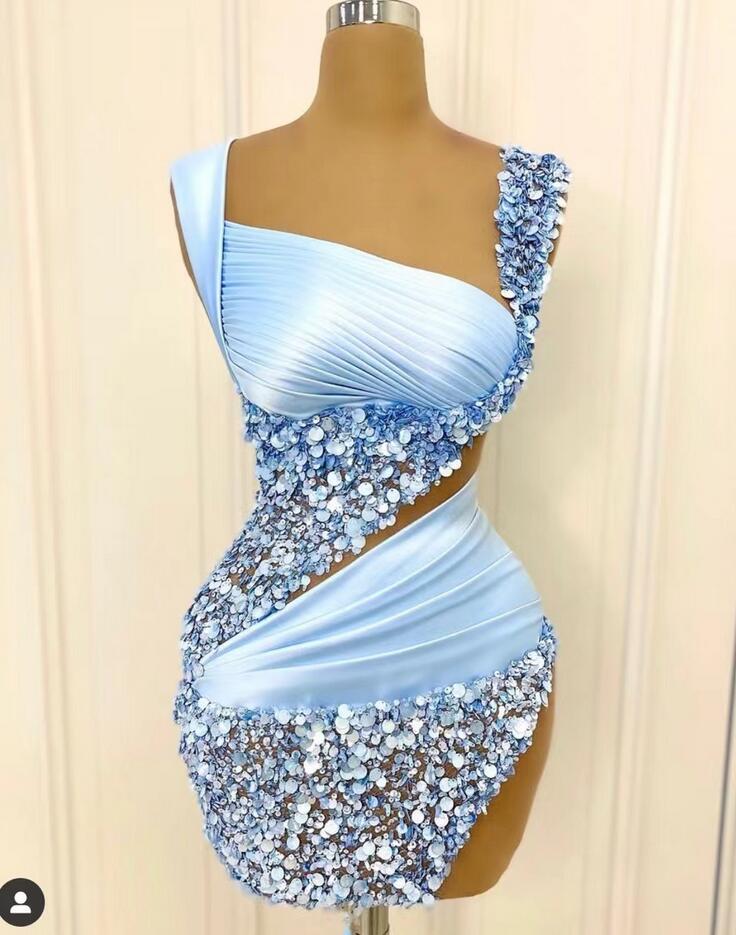 Spakly High Quality Blue Evening Dresses