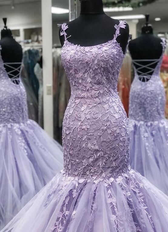 Vintage Purple Lace Prom Dresses