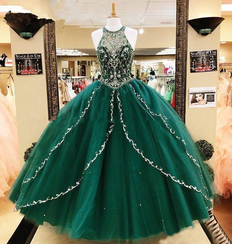 Floor Length Dark Green Ball Gown Quinceanera Dress For Girls on Luulla