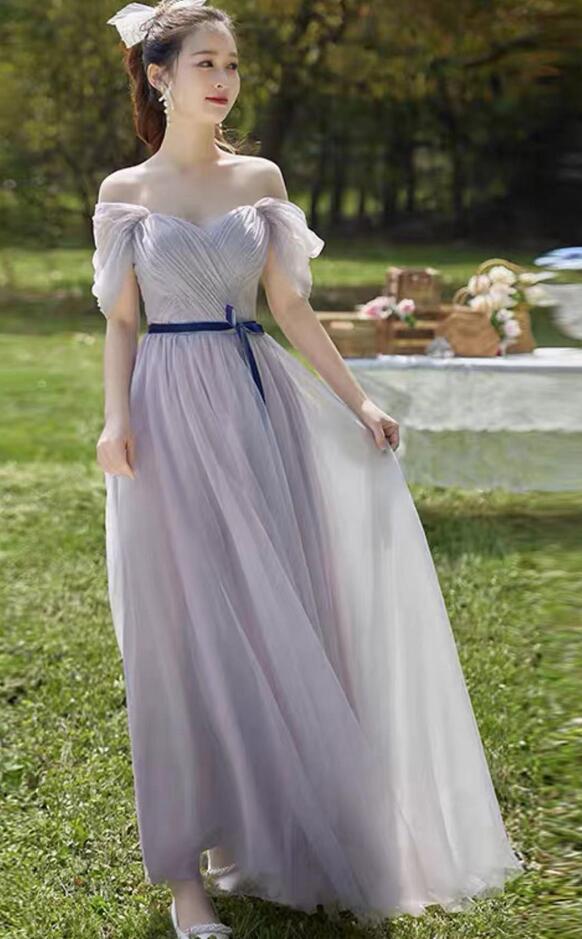 Off Shoulde A Line Tulle Bridesmaid Dress