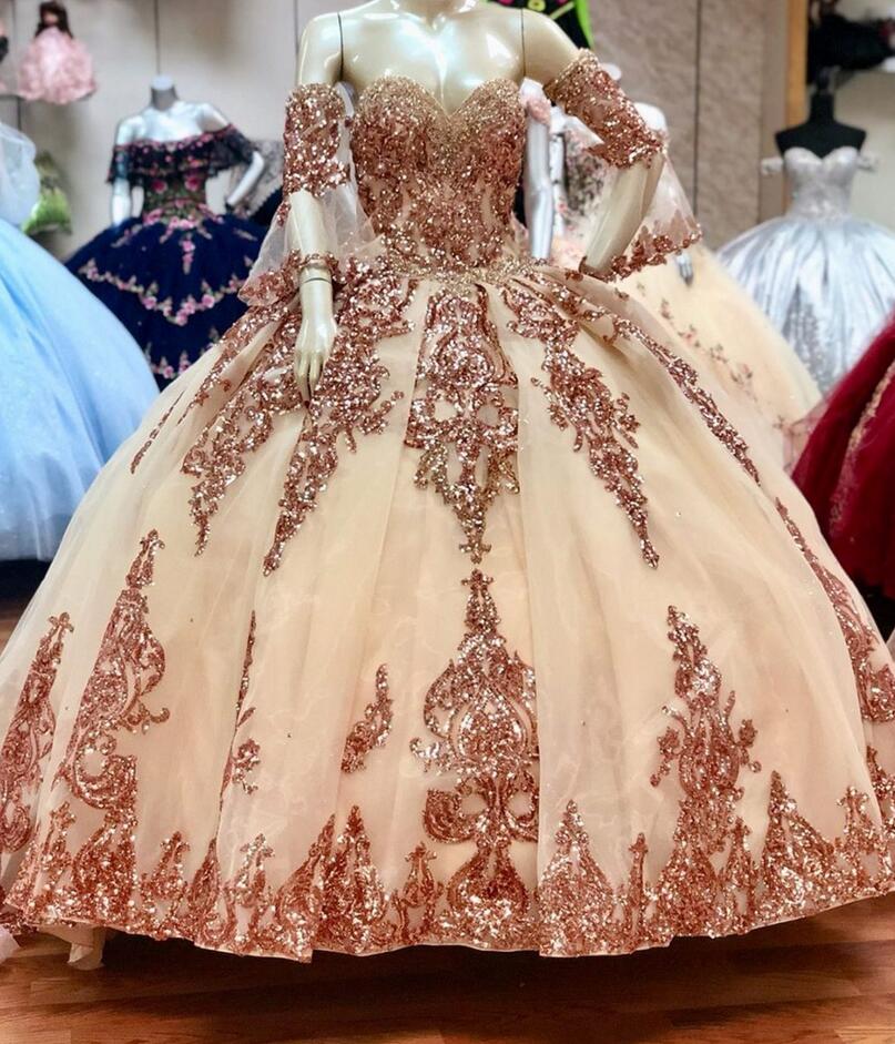 glitter puffy dress Off Shoulders Puffy Glitter Prom Dress Sweet 14th Dress