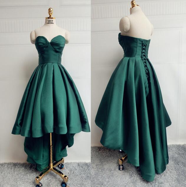 High Low Dark Green Prom Dress