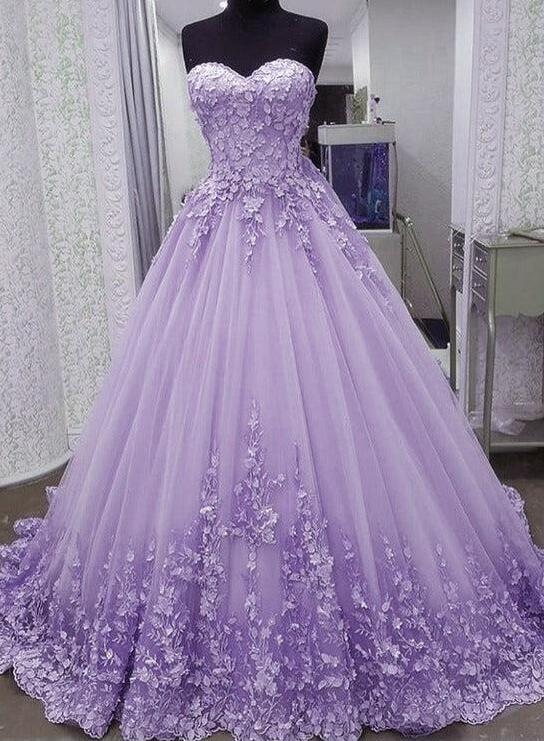 Sweet Purple Flower Embroidery Waist A-line 16th Birthday Homecoming Dress cc3767