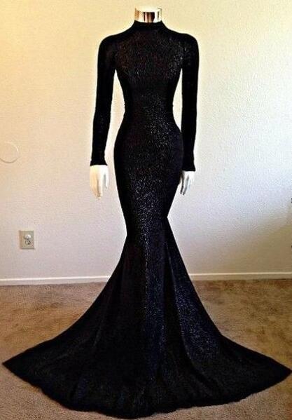 Mermaid Long Sleeve Sequin Prom Dress