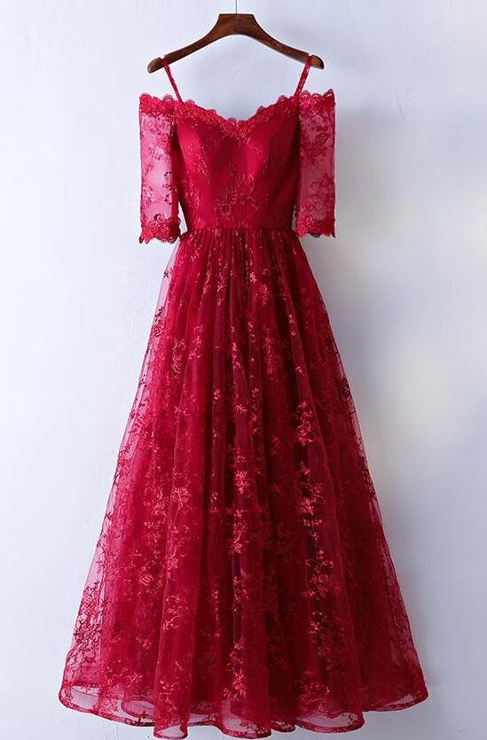 Spaghetti Straps Half Sleeves Long Prom Dress Spaghetti Straps Half Sleeves Long Prom Dress
