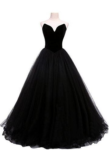 Black Simple A Line V Neck Sleeveless Prom Dress Evening Dress with Slit UQP0035
