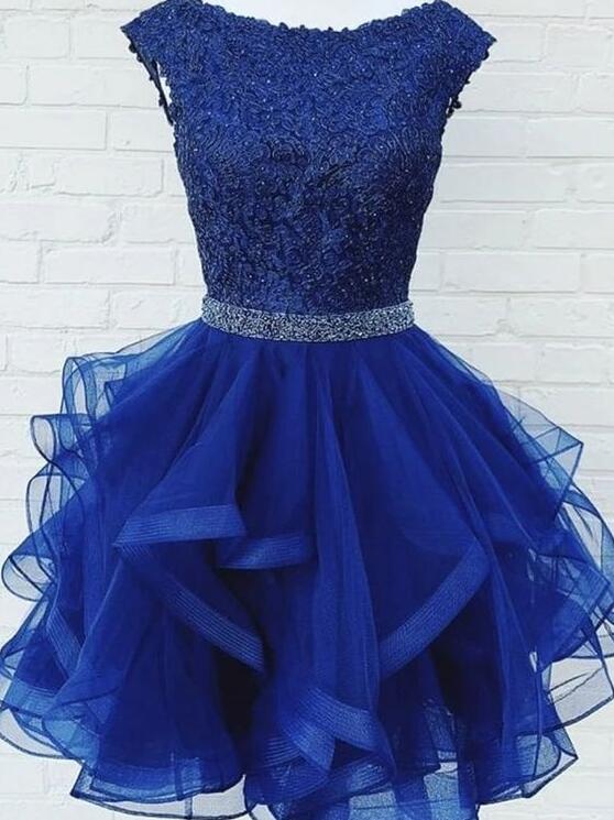 Sexy Short Royal Blue Lace Homecoming Dress