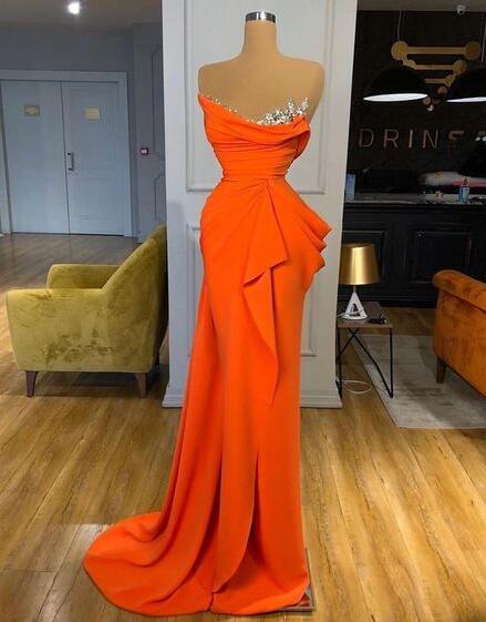 Sheath Orange Party Dress Sequins Formal Dress