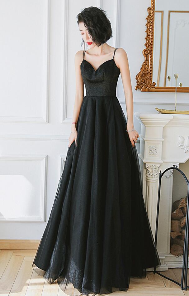 A Line Black Tulle Prom Dresses on Luulla