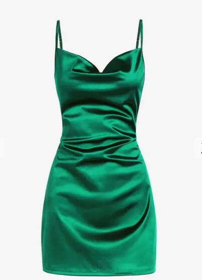 Cute Draped Slip Green Cocktail Dress