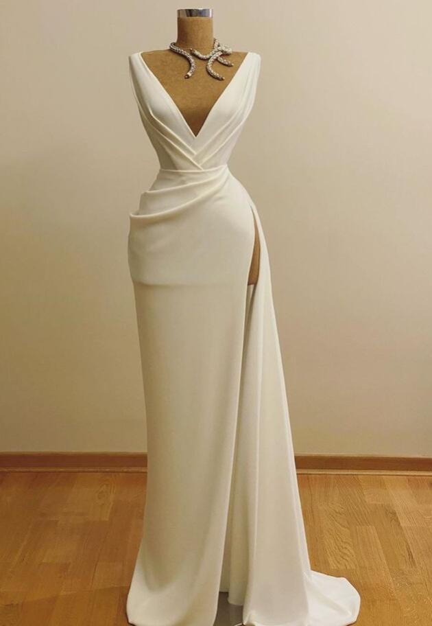V Neck Slit Long Dress main image 0