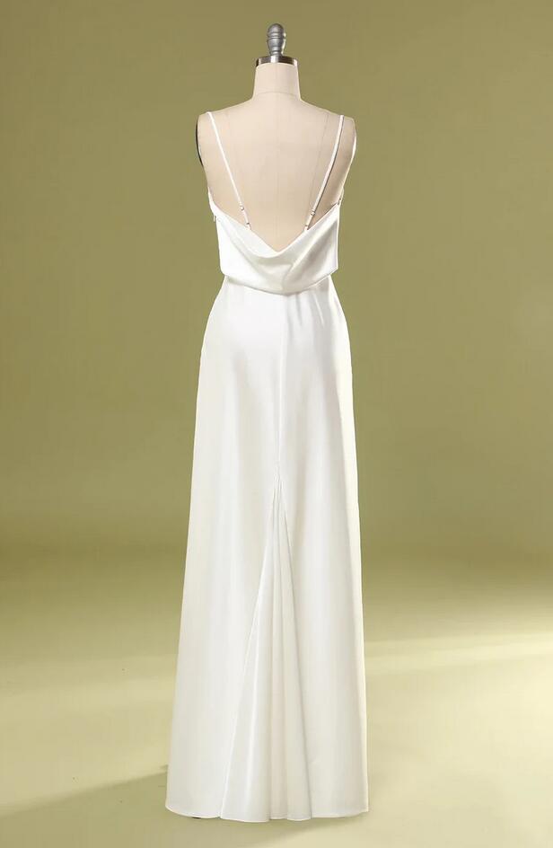 Spaghetti Straps Open Back Floor Length Prom Dress With Slit main image 1