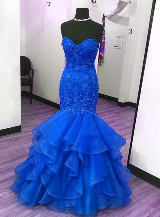 Royal Blue A-line Prom Dress,Royal Blue Graduation Dress Y6349