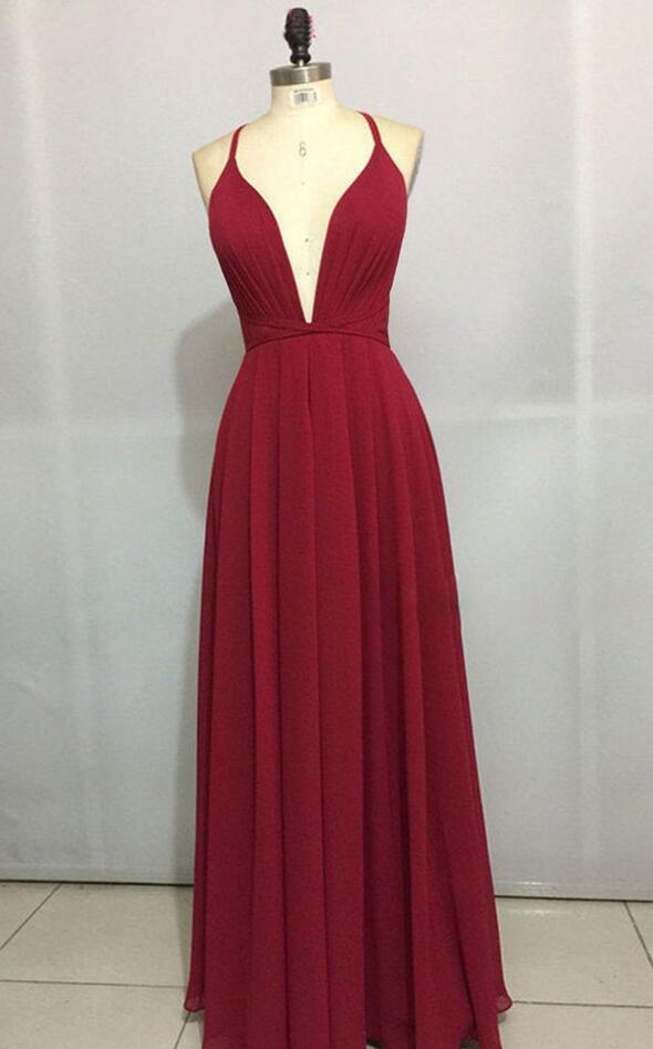 princess polly baby blue dress A Line Backless Burgundy Chiffon Prom Dress on Luulla