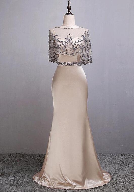 Spaghetti Straps Neckline Sheath/column Evening Dresses With Beaded Embroidery on Luulla
