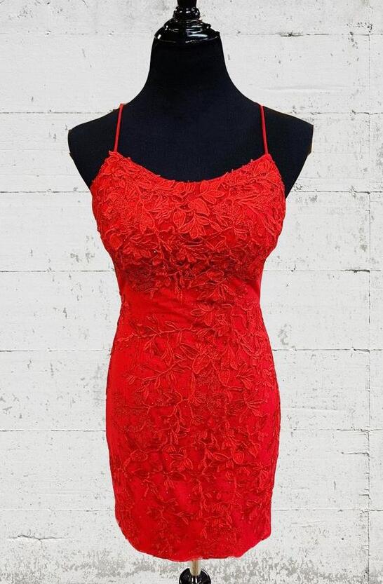 Sexy Tight Red Lace Homecoming Dresses
