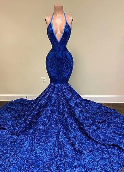 Royal Blue Sequins Evening Dress for Mermaids