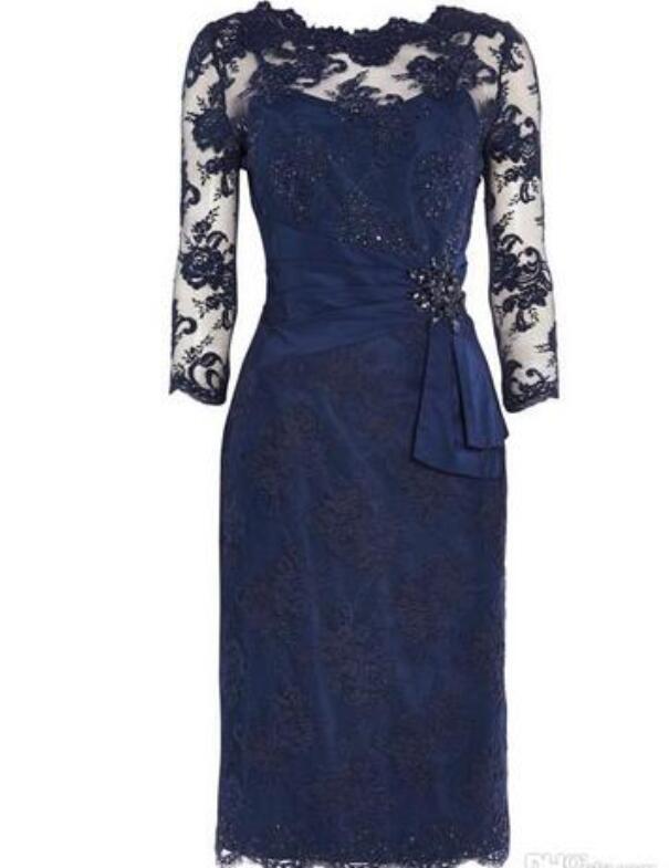 Royal Blue Lace Short Mother Of The Bride Dress