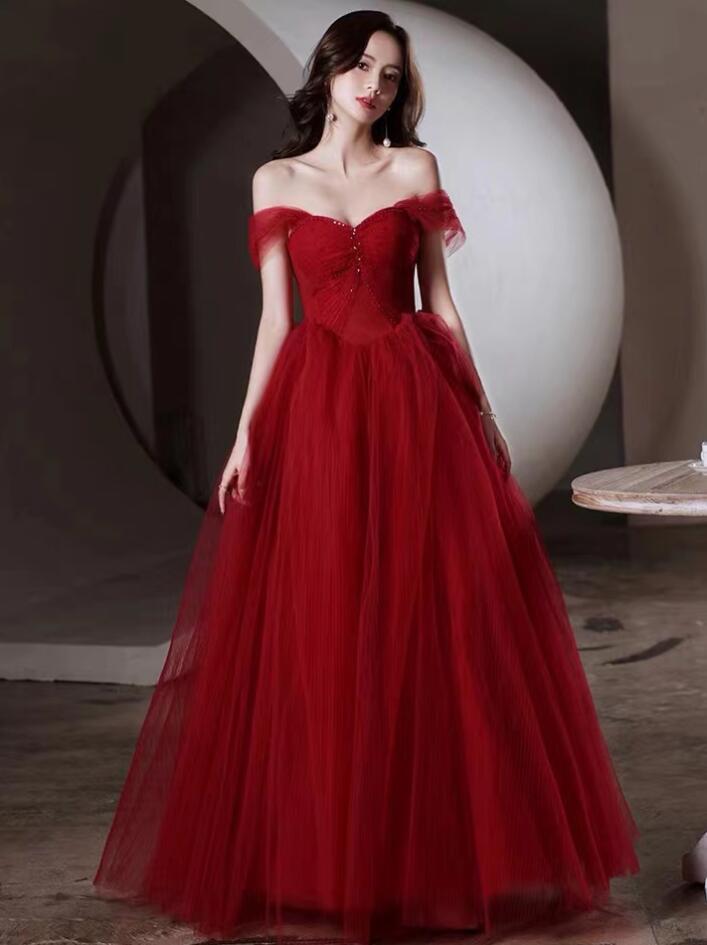 Princess A Line Red Tulle Prom Dresses on Luulla