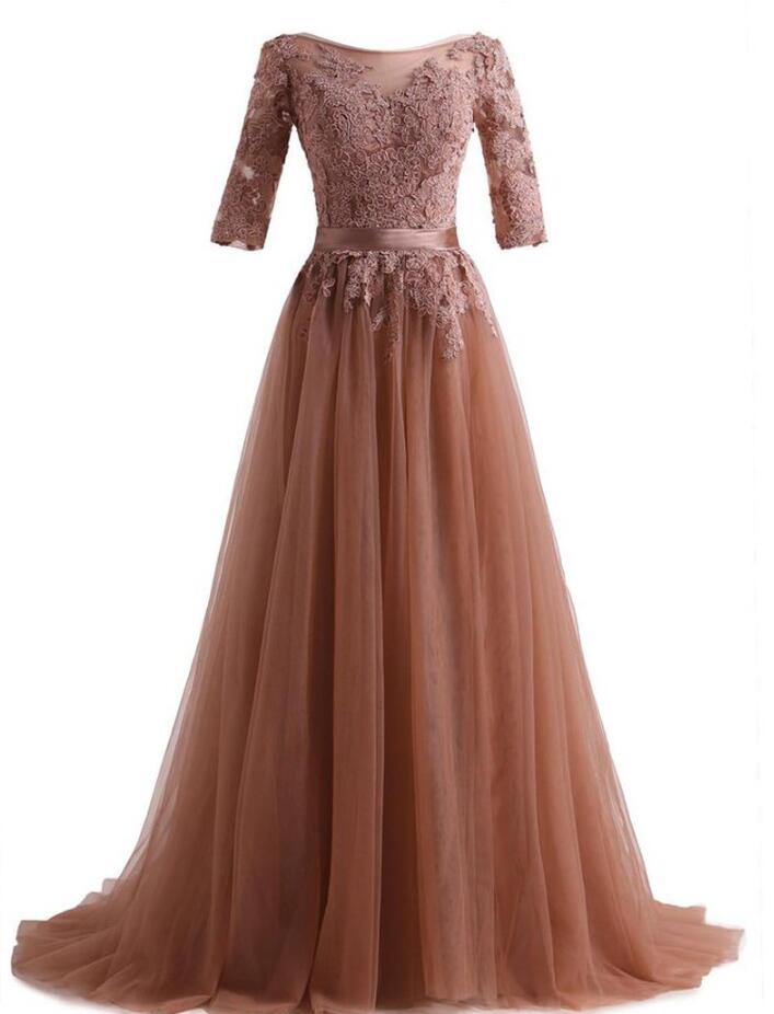 Elegant Maternity Short Sleeves Lace Evening Dresses