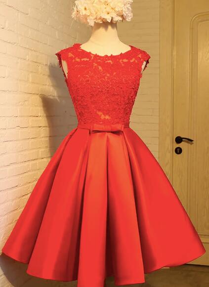 Cute Lace Applique Prom Dress, Short Prom Dress