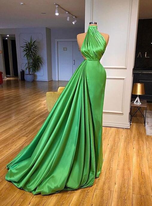 Charlotte  Beautiful High Neck Green Evening Dress