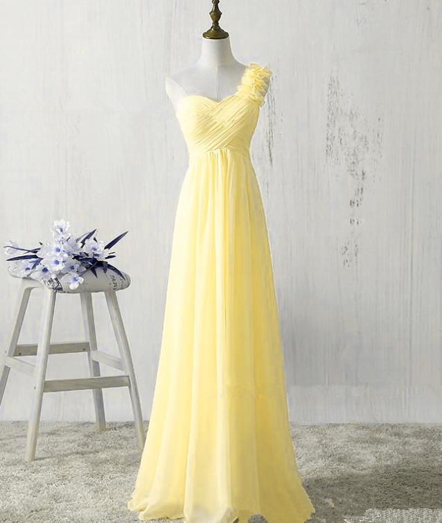 yellow chiffon one shoulder dress KissProm
