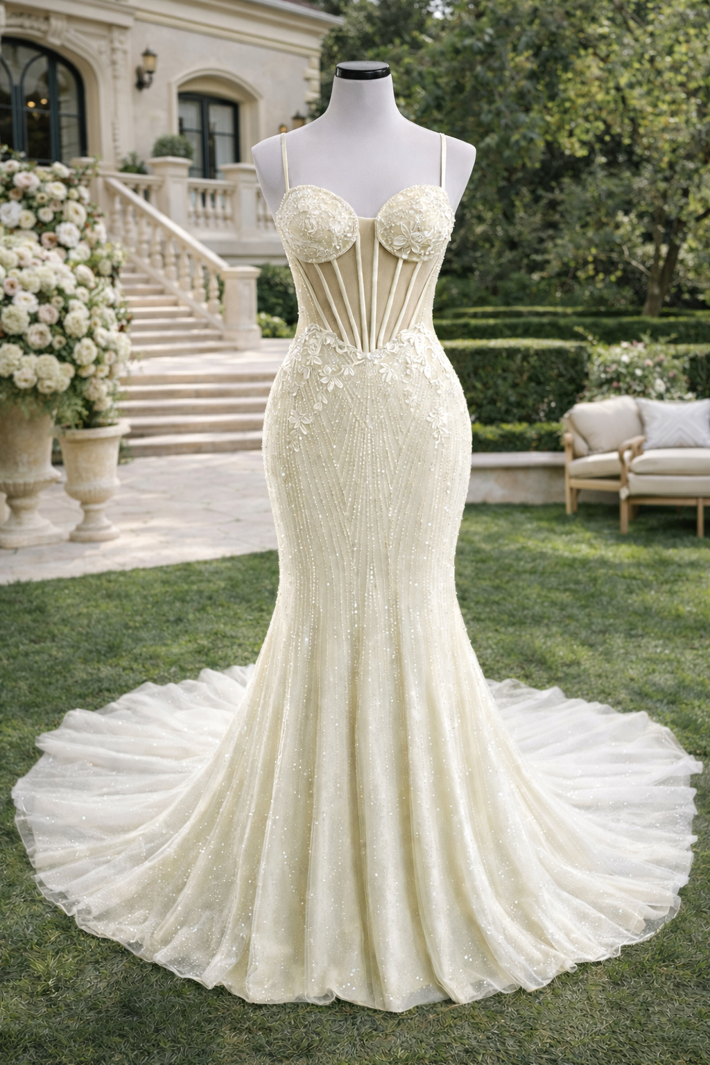 chinese dress ladies Tulle Sweetheart See-through Bodice Mermaid Wedding Dress main image 0