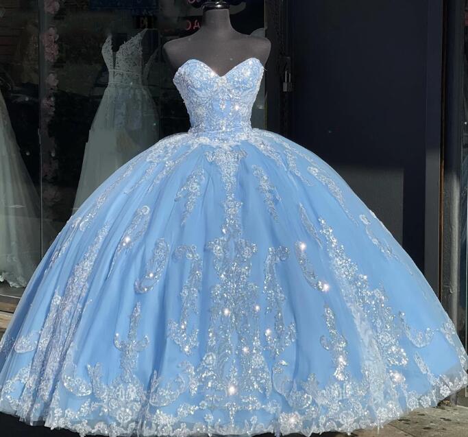 Sweetheart Princess Ball Gown Quinceanera Dresses With Lace