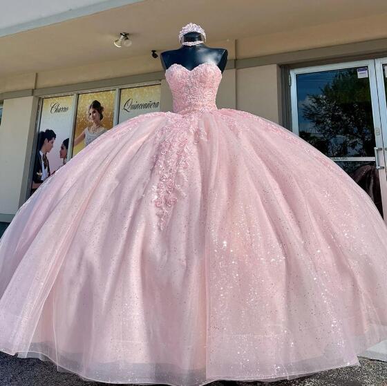 Sweetheart Light Pink Ball Gown Quinceanera Dresses Party Dress