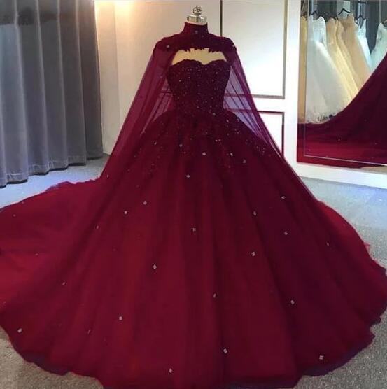 Burgundy Bridesmaid Ball Gown Dress Formal Occasion Prom Gown