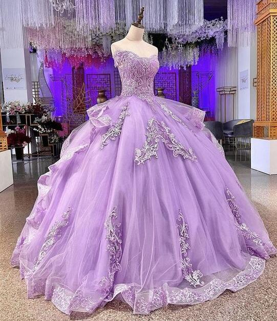 A Line Purple Ball Gown Prom Dresses Long Sexy Dress