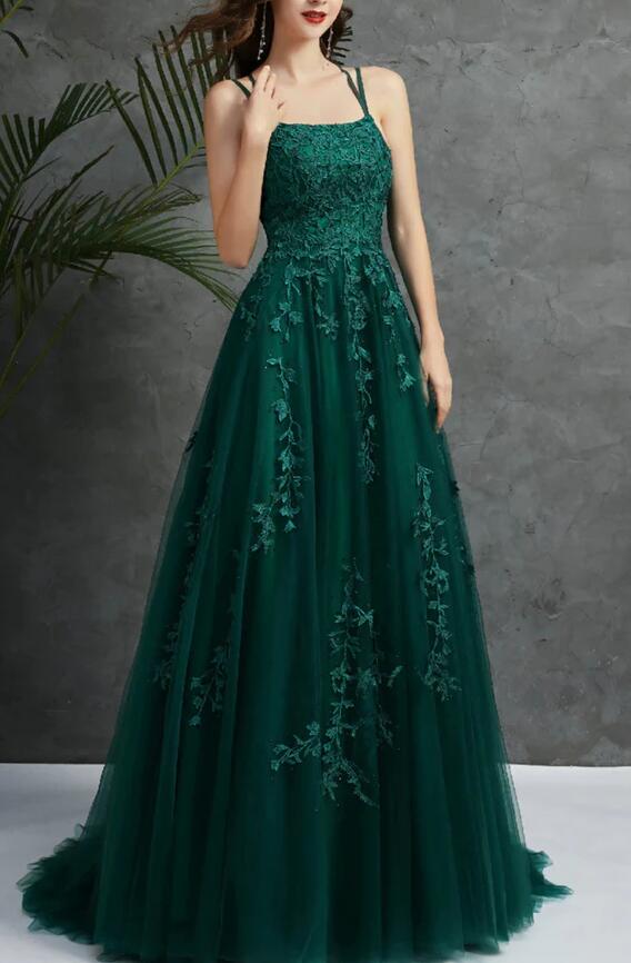green emerald velvet dress Forest Green Lace Long Dress With V Neck And Lace Up Open Back