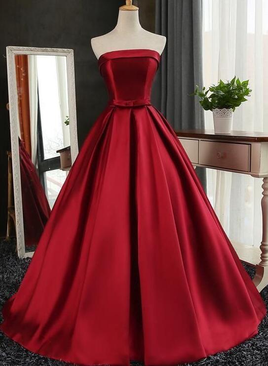 Gorgeous Simple Dark Red Prom Dresses, Formal Gowns