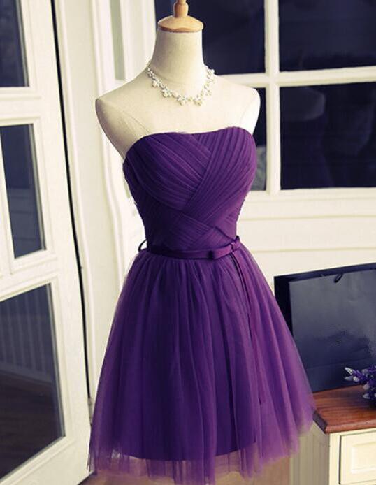 Lovely Dark Purple Tulle Short Homecoming Dresses