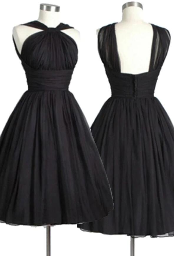 A Line Black Short Formal Dresses, Graduation Dresses