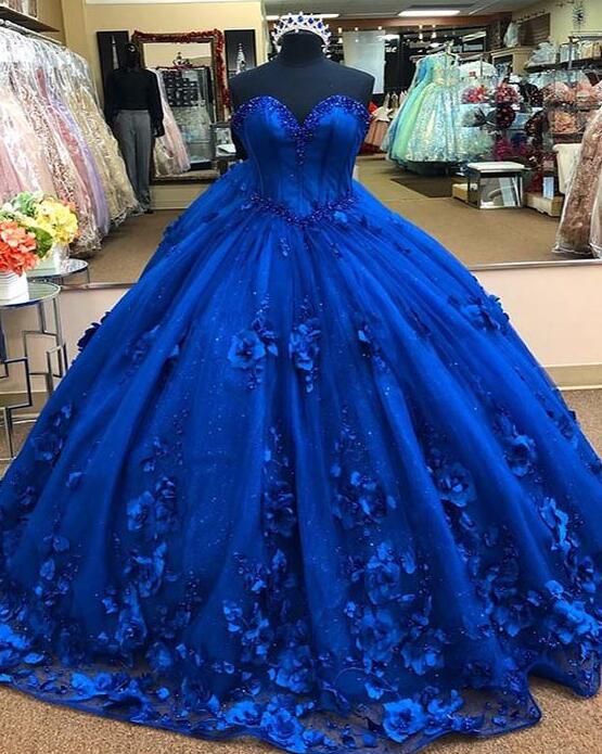 Sweetheart Floral Quince Dress Ball Gown Prom Dress