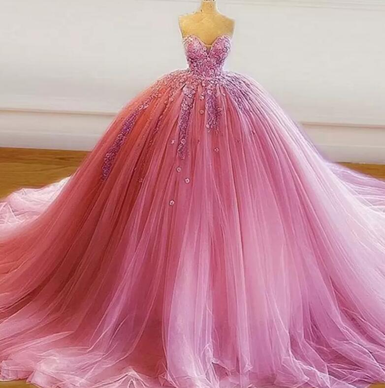 Strapless Plus Size Tulle Quinceanera Dresses Lace Appliques Sweet 16 Dress