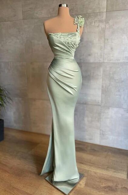 Simple Elegant Mint Green Long Mermaid Prom Dresses