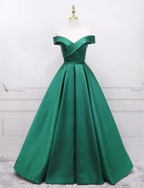 Ball Gown Off The Shoulder Satin Prom Dresses