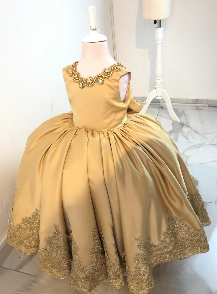 Gold Formal Flower Girl Dress For Special Occasion Dresses