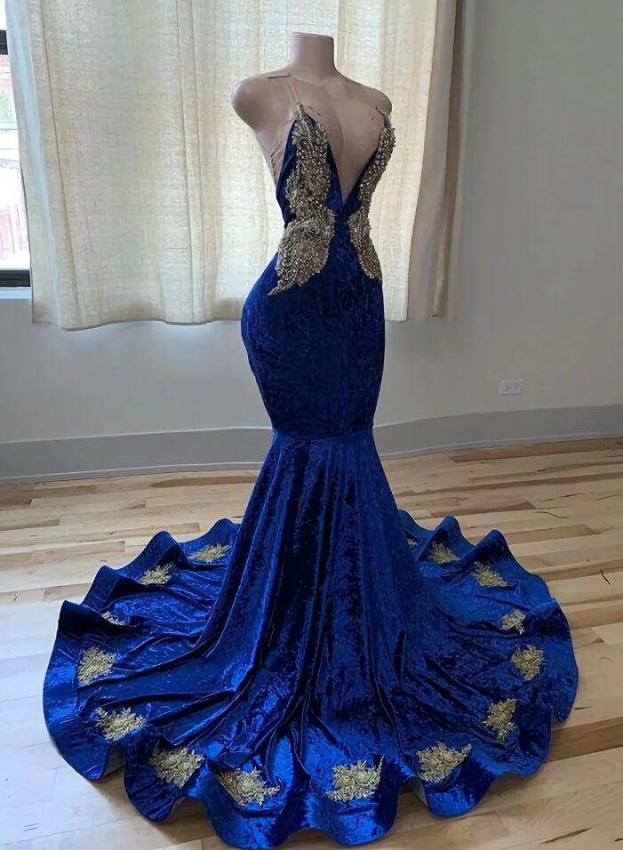 Sexy Glitter Prom Dress Blue Formal Dress