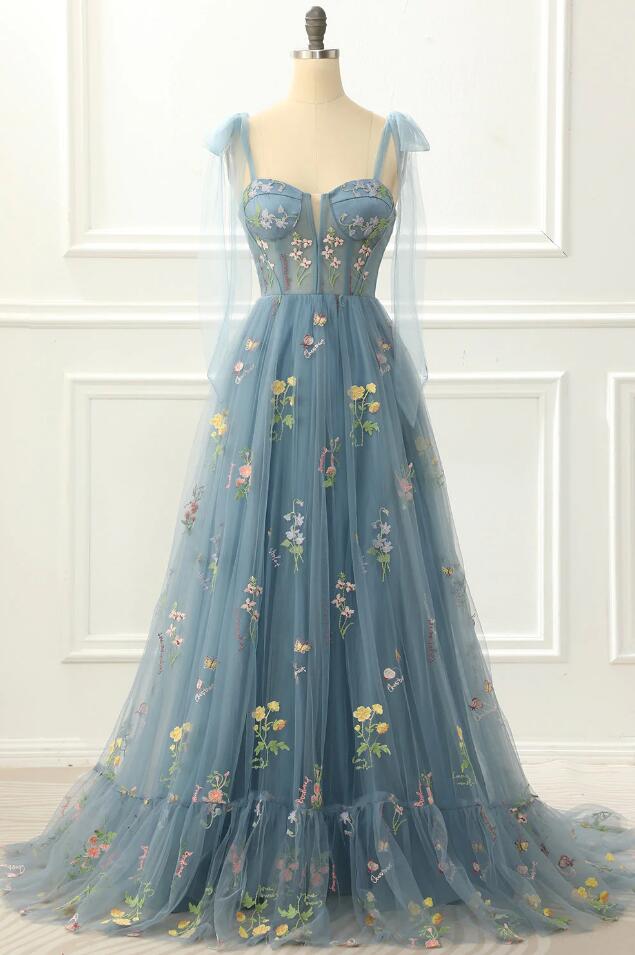 Princess A-line Grey Blue Prom Dresses on Luulla