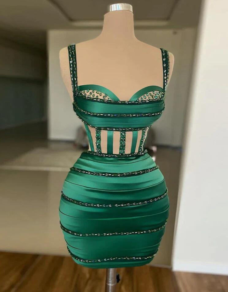Emerald Green Satin Crystal Beading Luxury Women's Cocktail Dresses on  Luulla