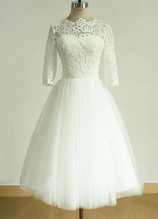 Ivory Short Sleeve Lace Wedding Dress