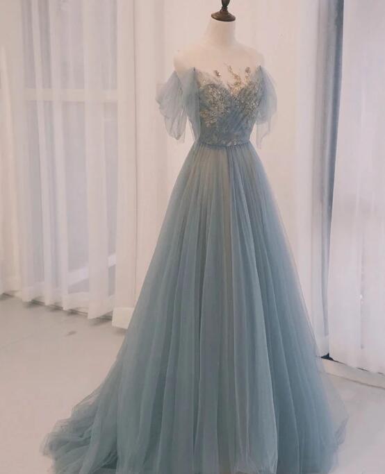 Mermaid Off Shoulder Tulle Prom Dress With Lace