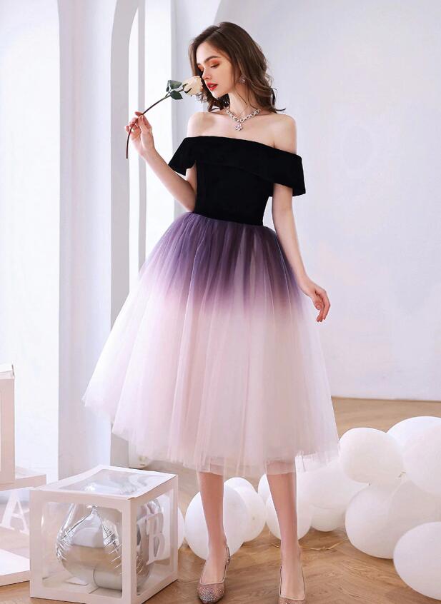 Off Shoulder Tulle Short Prom Dress, Homecoming Dress 2025